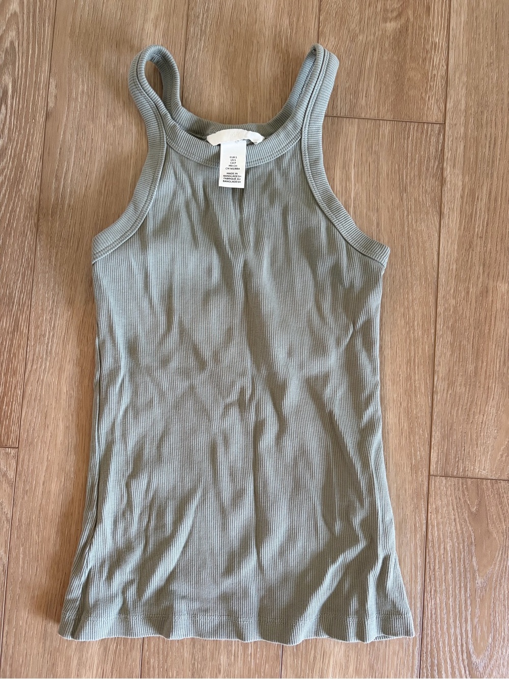 H&M Ribbed Tank Top in Sage Green